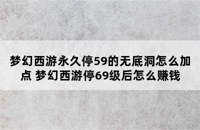 梦幻西游永久停59的无底洞怎么加点 梦幻西游停69级后怎么赚钱